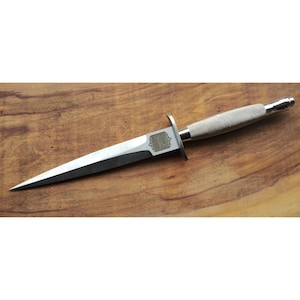 Fairbairn Sykes 1st pattern Knife with nickel plated brass handle and scabbard