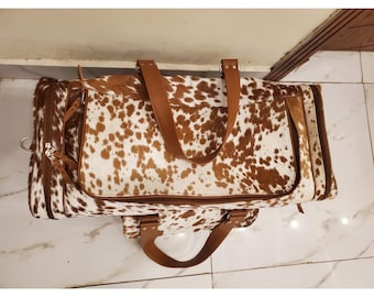 Cowhide Leather Duffel Bag: 24-inch Travel Weekender