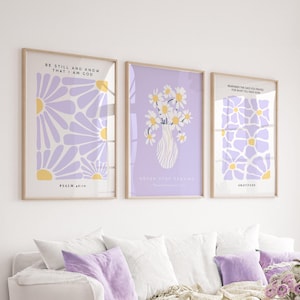 3 Christian Art Prints | Bible Verse Wall Art, Scripture Print, Purple Christian Art, Dorm Room Art, Lilac Wall Print, Girls Bedroom Decor