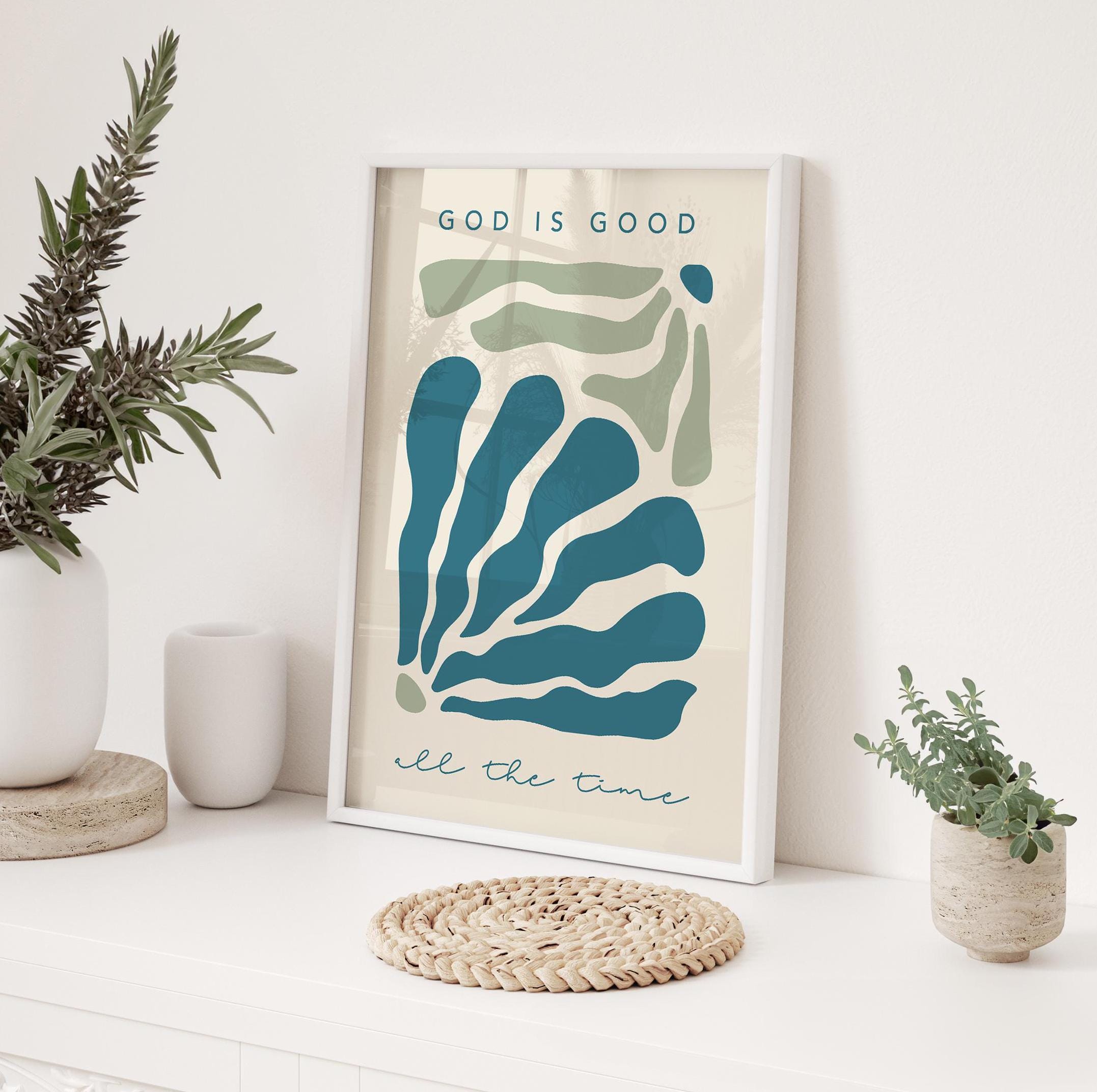 God is Good | Bible Verse Wall Art Set, Scripture Print, 3 Green ...