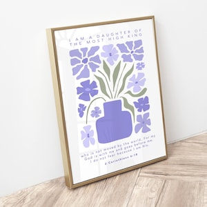2 Corinthians 6:18 | Bible Verse, Scripture Print, Christian Art, Prayer Corner, Lilac Wall Art, Purple Bedroom Print, Flower Poster