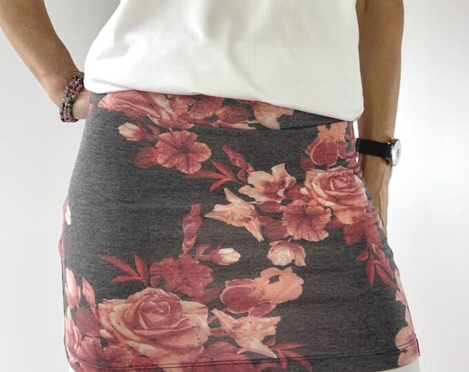 Coral Floral Ski Bum - over-skirt for leggings