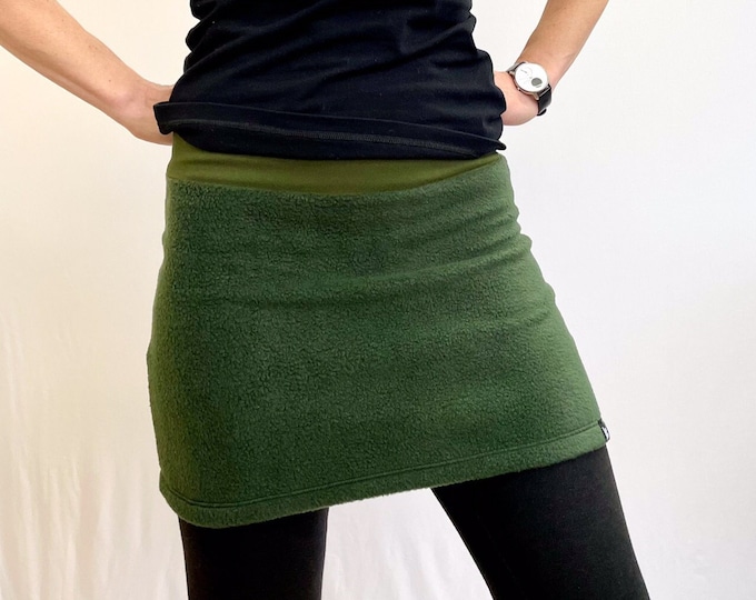 Forest Green Fleece Ski Bum - over-skirt for leggings
