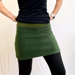 Forest Green Fleece Ski Bum - over-skirt for leggings