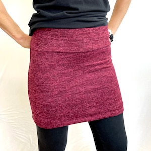Heather-Ruby Red Sweater Knit Ski Bum - over-skirt for leggings