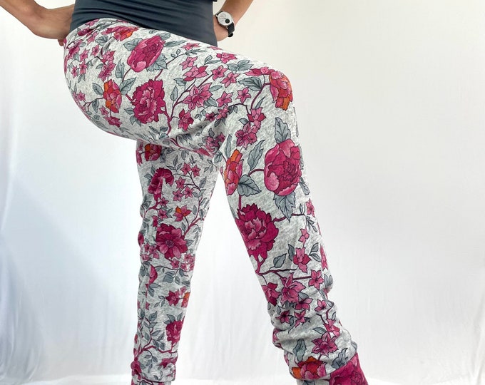 Fuchsia Floral Sweater Knit Pants - Sublime