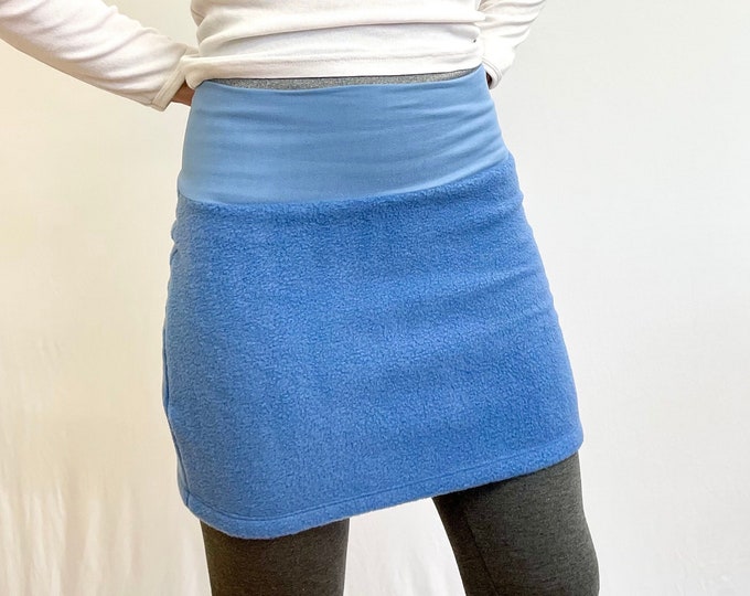 Sky Blue Fleece Ski Bum - over-skirt for leggings