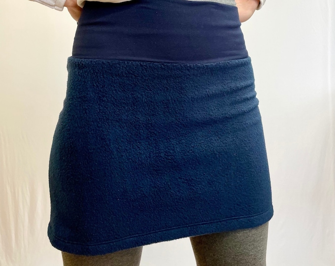 Navy Blue Fleece Ski Bum - over-skirt for leggings