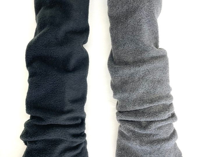 2 Pack of Dark Grey and Black Fleece Leg Warmers