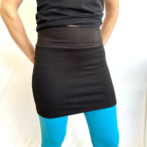 Black Bamboo Terry Ski Bum - over-skirt for leggings