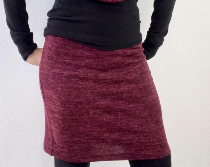 The Extended Ski Bum - Heather-Ruby Red Skirt