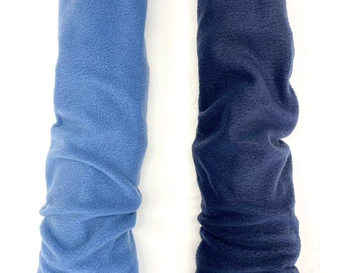 2 Pack Sky Blue and Navy Fleece Cosy Leg Warmers