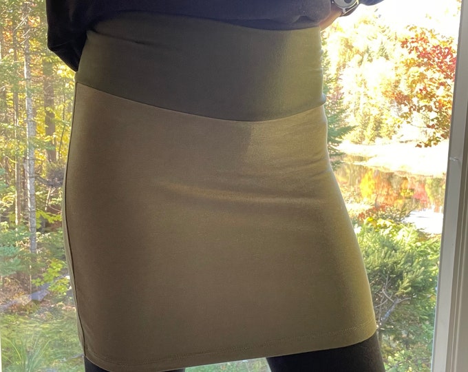 Olive Bamboo Terry Ski Bum Skirt