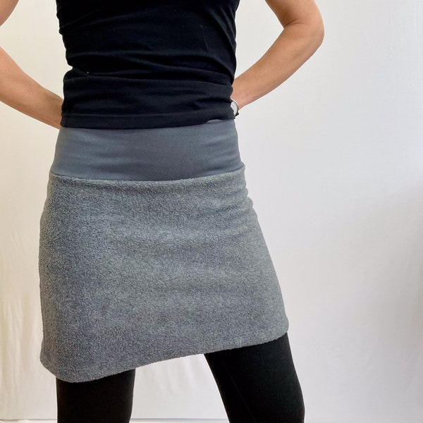 Light Grey Fleece Ski Bum - over-skirt for leggings