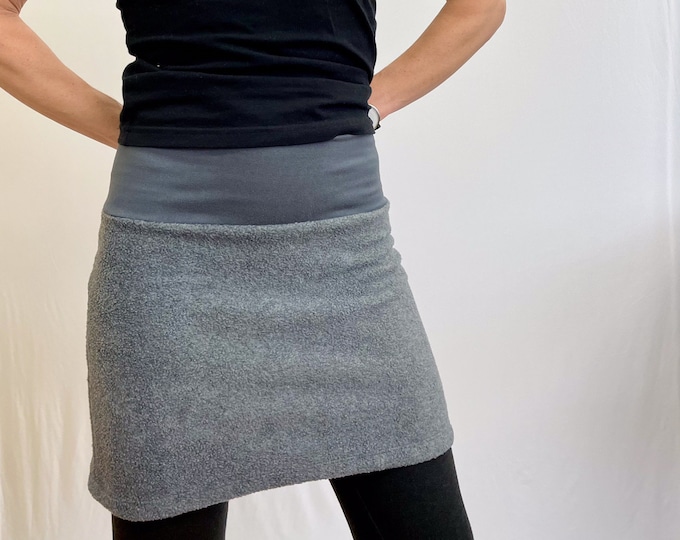 Light Grey Fleece Ski Bum - over-skirt for leggings