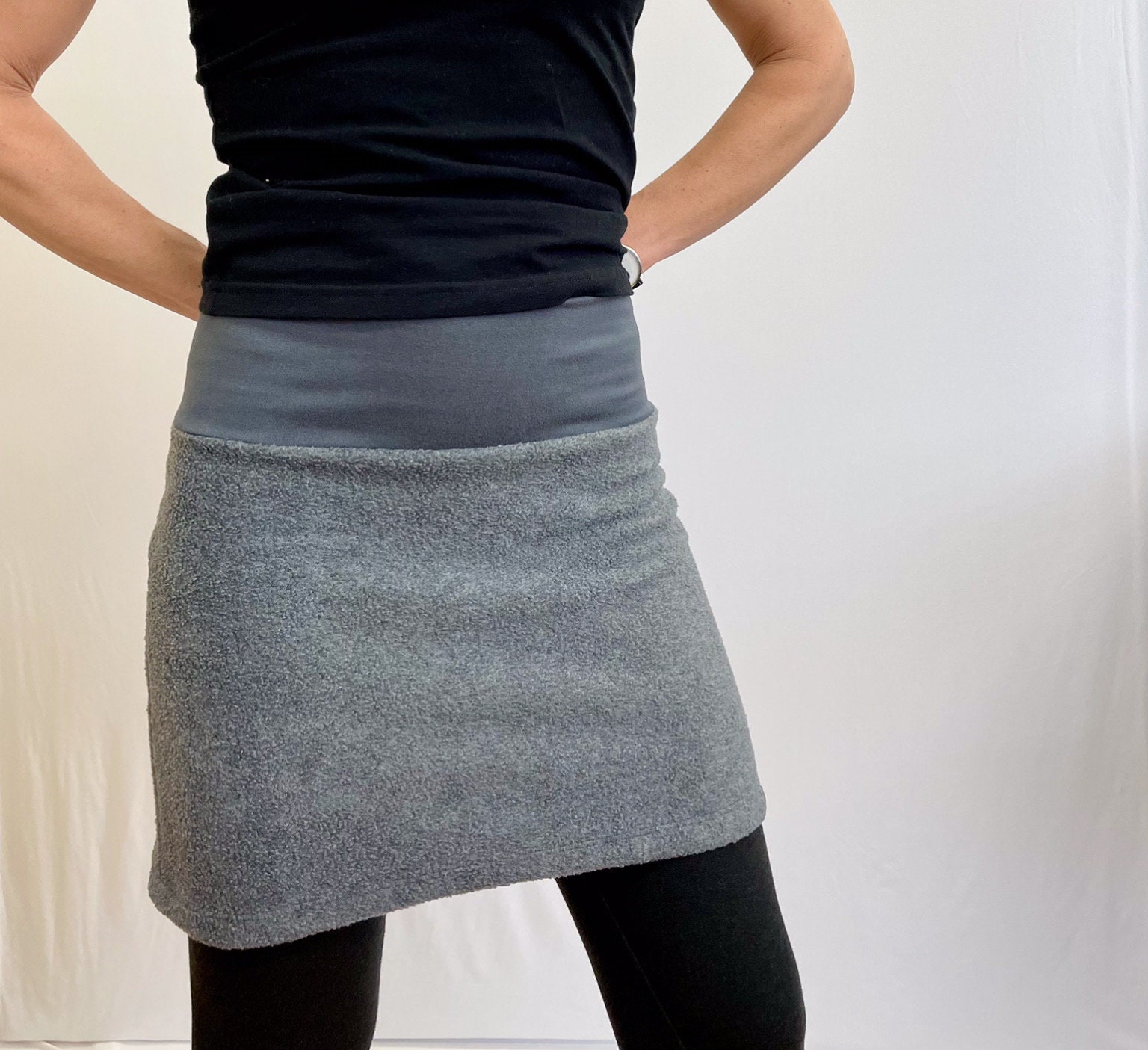 Light Grey Fleece Ski Bum - over-skirt for leggings