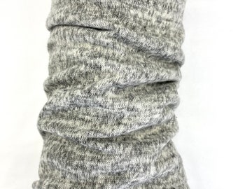 Heather-White and Grey sweater knit leg warmers lined with Bamboo Terry