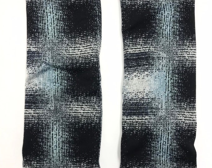 Martine Plaid sweater knit leg warmers lined with Bamboo Terry