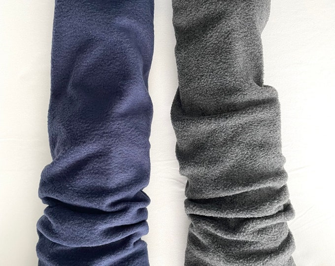 2 Pack Navy and Grey Fleece Leg Warmers