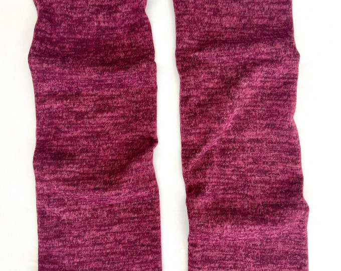 Heather-Ruby Red sweater knit leg warmers lined with Bamboo Terry