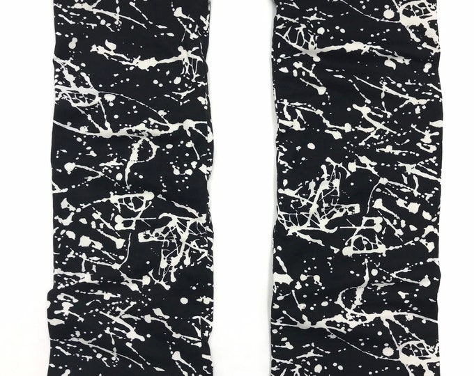 Splatter Print leg warmers lined with Bamboo Terry