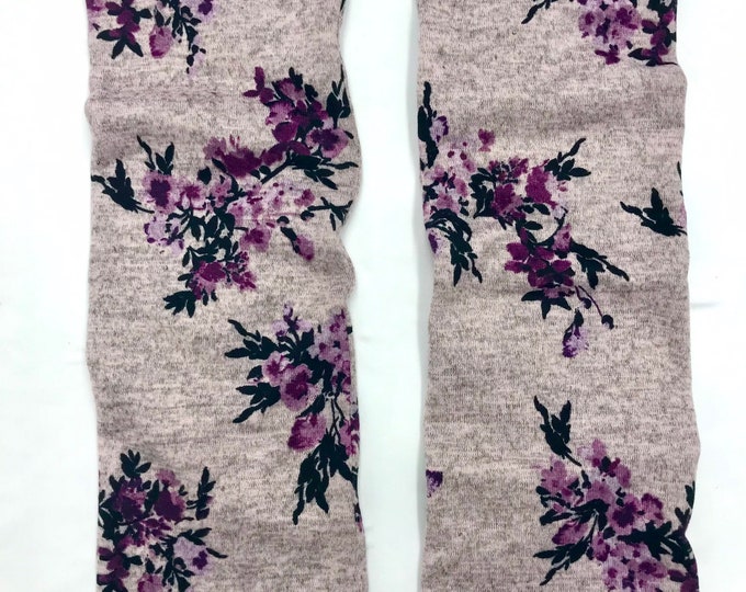 Cherry Blossoms sweater knit leg warmers lined with Bamboo Terry