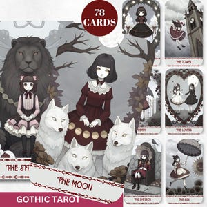 Gothic Tarot Card Deck Digital Anime Tarot Deck Printable Tarot Cards 78 Tarot Cards Digital Oracle Cards Cosmic Tarot Deck Fortune Teller