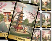 Japanese Tarot Digital Tarot Deck Printable Tarot Cards 78 Tarot Cards Digital Oracle Cards Gold Tarot Prints Divination Wisdom Oracle Cards