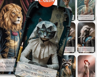 Baralho de Oráculo de Animais Digitais para Imprimir 78 Cartas de Tarô Cartas de Oráculo para Imprimir Cartas de Tarô Pretas Impressões de Cartas Baralho de Oráculo da Sabedoria