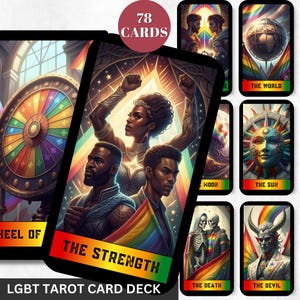 Digital Lgbt Tarot Deck Printable Tarot Cards 78 Tarot Cards Digital Oracle Cards Gold Tarot Prints Divination Wisdom Oracle Cards Black