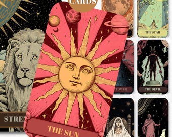 Digital Tarot Deck Cosmic  Printable Tarot Cards 78 Tarot Cards Digital Oracle Cards Illustration Divination Wisdom Oracle Cards