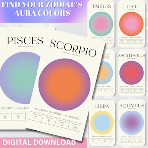 Digital Aura Energy Zodiac Collection Printable Zodiac Clipart Digital Astrology Horoscope 12 Zodiac Signs Zodiac Symbol Discover Your Aura