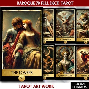 Digital Baroque Tarot Deck Printable Tarot Cards  78 Tarot Cards Digital Oracle Cards Divination Wisdom Oracle Cards  Tarot Images
