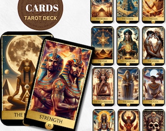 Digital Egyptian Tarot Deck Printable Tarot Cards 78 Egypt Tarot Cards Digital Oracle Cards Illustration Divination Wisdom Oracle Cards