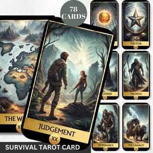 Digital  Tarot Deck Printable Tarot Cards 78 Tarot Cards Digital Oracle Cards Survival Tarot Prints Divination Wisdom Oracle Cards
