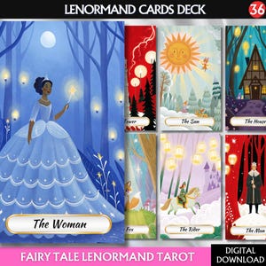 Digital Fairy Tale Lenormand Tarot Deck Printable Tarot Cards Magical Tarot Deck Celestial Tarot Lenormand Cards Deck