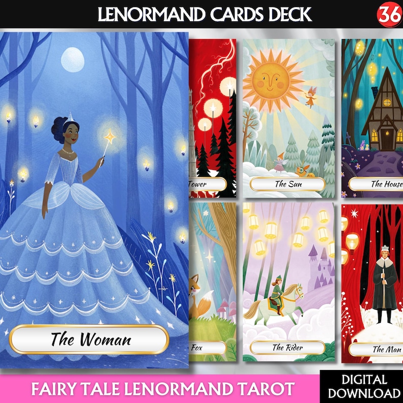 Digital Fairy Tale Lenormand Tarot Deck Printable Tarot Cards Magical ...