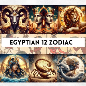 Ägyptische Sternzeichen Sammlung Digitale Kunst Drucke Alte ägyptische Sternzeichen Mythologie inspiriert Astrologie Dekor Sternzeichen Clipart Png Horoskop
