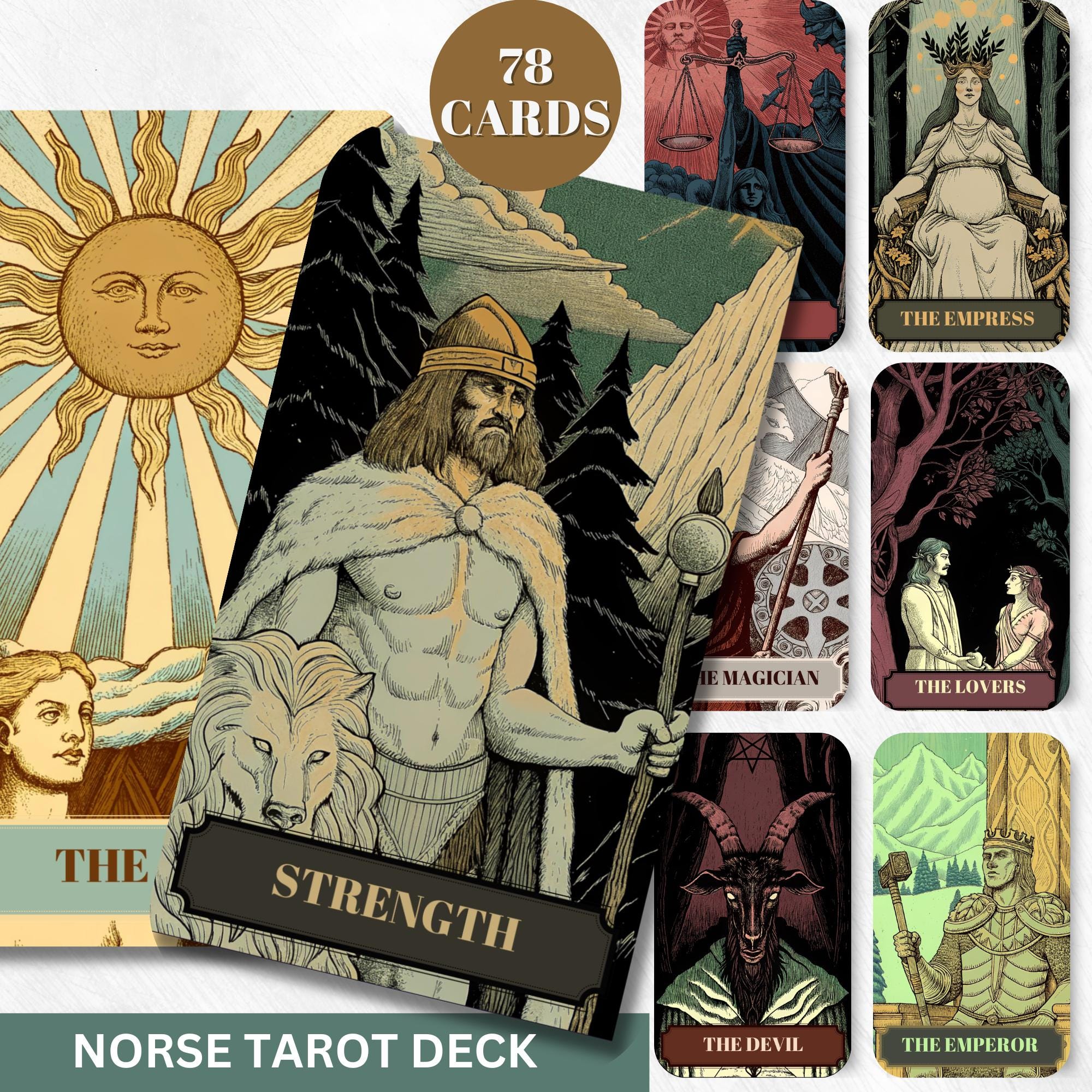 Digital Norse Tarot Deck Printable Tarot Cards 78 Anime Tarot