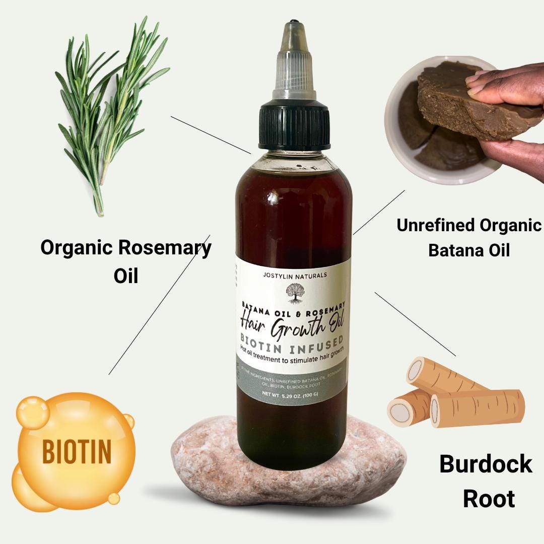 Batana Oil & Rosemary Oil for Hair Growth, Hair Growth Oil, Hot Oil Treatment, Organic, Tea Tree, Dr Sebi, Raw, Honduras