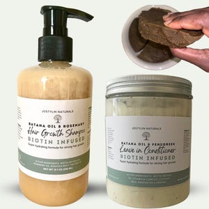 Batana Oil Shampoo & Conditioner With Biotin, Natural Hair Growth Shampoo, With Rosemary, Moisturizing Shampoo, 4C Hair Shampoo