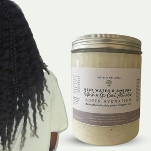 Fermented Rice Water & Ambunu Wash n Go Curling Cream, Leave In Conditioner, 4C Hair Cream, Twist Cream, Braid Outs