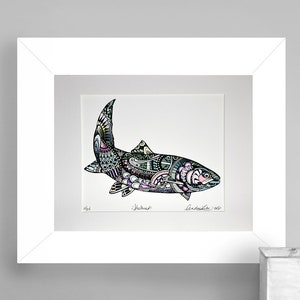 Limited Edition Zentangle Steelhead Gicleé Print 8.5&quot;x11&quot; matted to 11&quot;x14&quot;