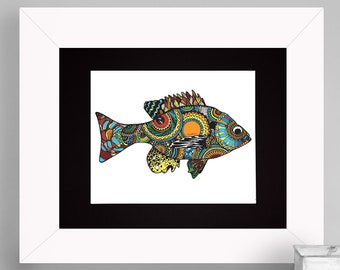 Limited Edition Bluegill Gicleé Print 8.5x11 Conservation Matted to 11x14