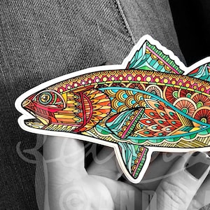 DISCONTINUED Redfish Zentangle Laminated Die Cut 3M Vinyl Decal