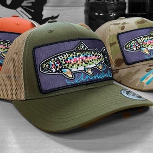 Embroidered Rainbow Trout Patch Steel Blue Trucker Hat image 8