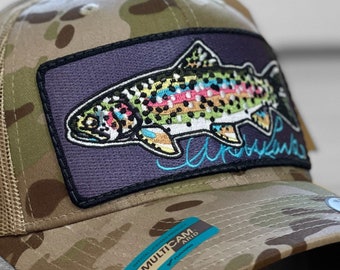 Embroidered Rainbow Trout Patch Hat 