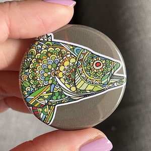 Smallmouth Bass Smallie on Mocha Collector Pin Fishing Pinback Button or Magnet