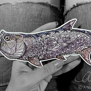 Tarpon  Zentangle Laminated Die Cut 3M Vinyl Decal