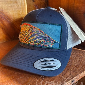 Andrea Larko Grayling Fin Embroidered Fly Fishing Trucker Snapbback Hat